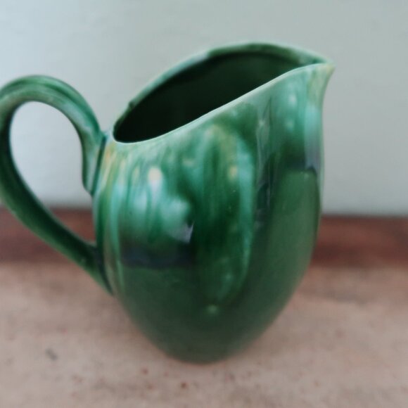 Vintage MCM Drip Glaze Small Green Pitcher - Picture 4 of 7